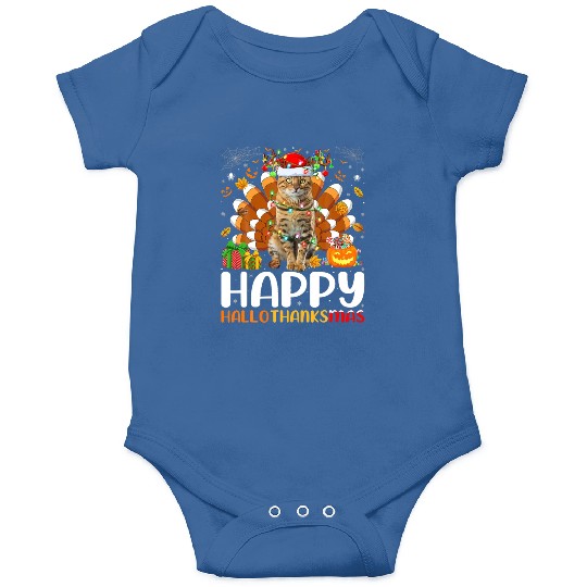 Cat Lover Halloween Christmas Happy Hallothanksmas Onesies