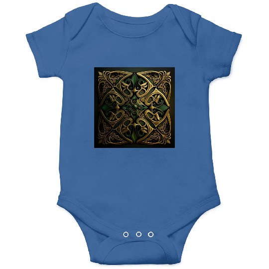 Green Bronze Ornamental Plaid Decoration Pattern Onesies