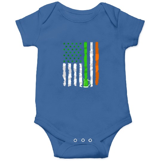Irish American Flag Draft Beer Shamrock St Patrick Onesies