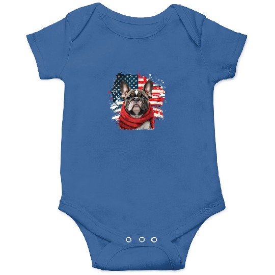 America USA Flag 4th Of July American Dog Lover Onesies