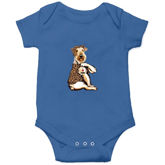 Airedale Terrier I Love Mom Tattoo Leopard Mothers Onesies