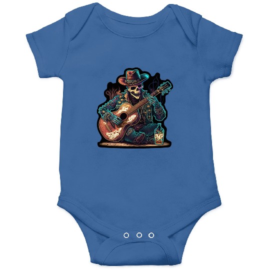 cowboy skeleton play guitar Onesies