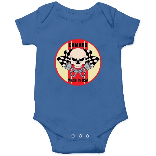 Camaro Made in USA skull & pistons Onesies