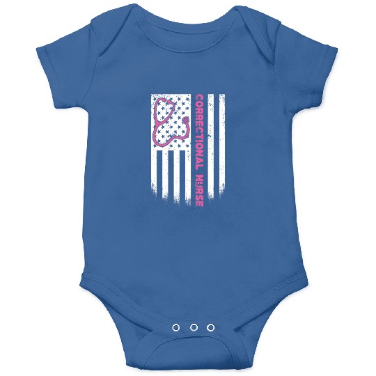 Correctional Nurse American flag US Stethoscope Onesies