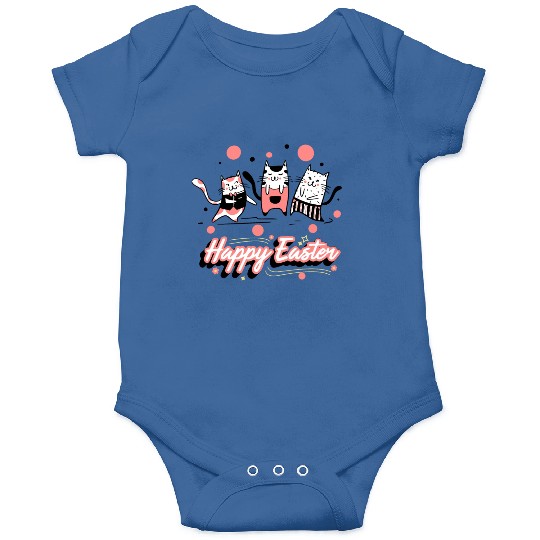 Happy Easter Three Cat Wearing Bunny Kitty Kitten Onesies