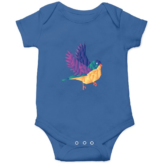 Polygon Shape Multi Colored Bird Pattern Nature Onesies