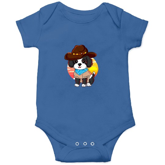 Cowboy dog at sunset Onesies