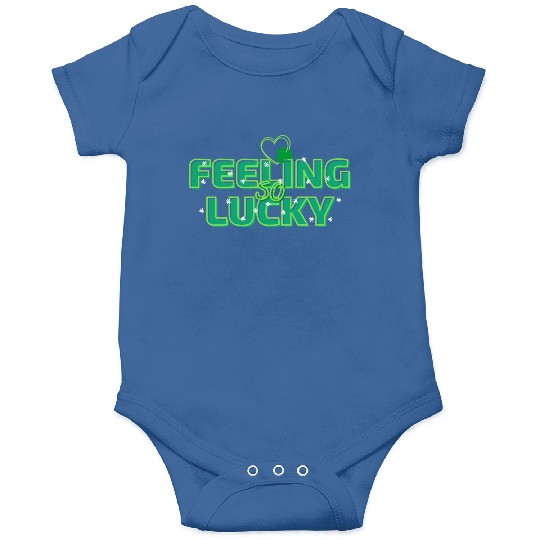 Feeling Lucky Green Bright Bold Typography Onesies