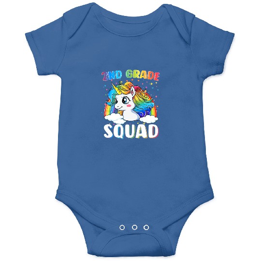 2nd Grade Squad Unicorn Rainbow Back Onesies