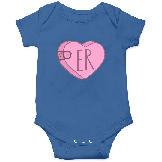 Cute ER Nurse Candy Heart for Valentines Day Scrub Onesies