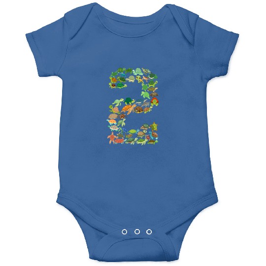 2nd birthday sea turtle tortoise theme 2 year old Onesies