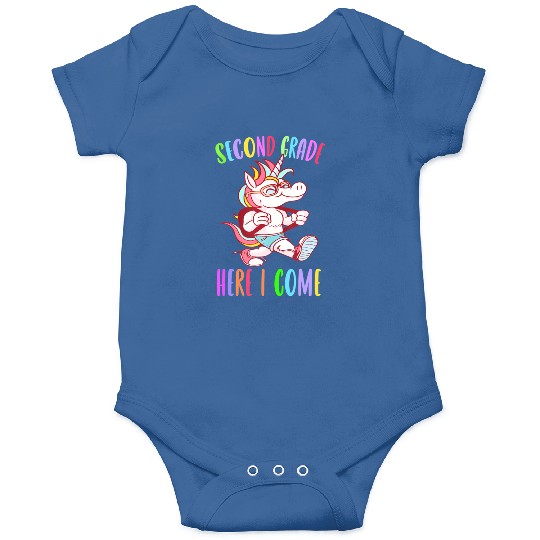 Second Grade Here I Come Unicorn Rainbow Back to S Onesies