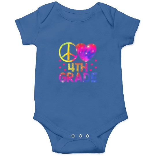 Tie Dye Peace Love 4th Grade Teacher Student Back Onesies