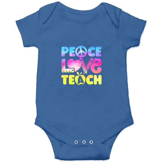 Teacher Peace Love Teach First Day Back To School Onesies