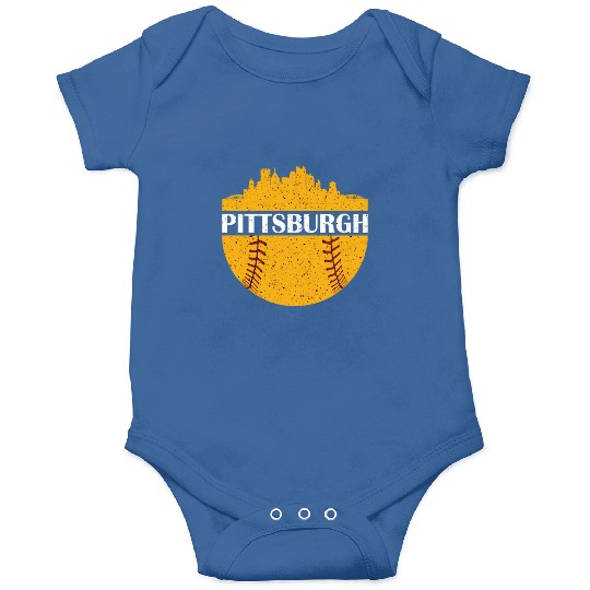 Pittsburgh Baseball Cityscape Distressed Novelty Onesies