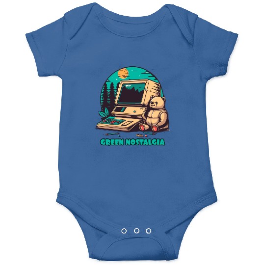 Green Nostalgia Toy Bear Nature Computer Onesies
