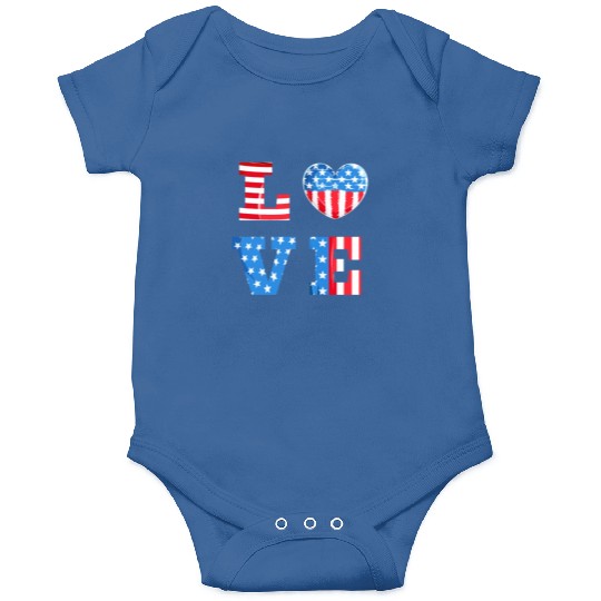LOVE America Independence Day USA Patriots Onesies