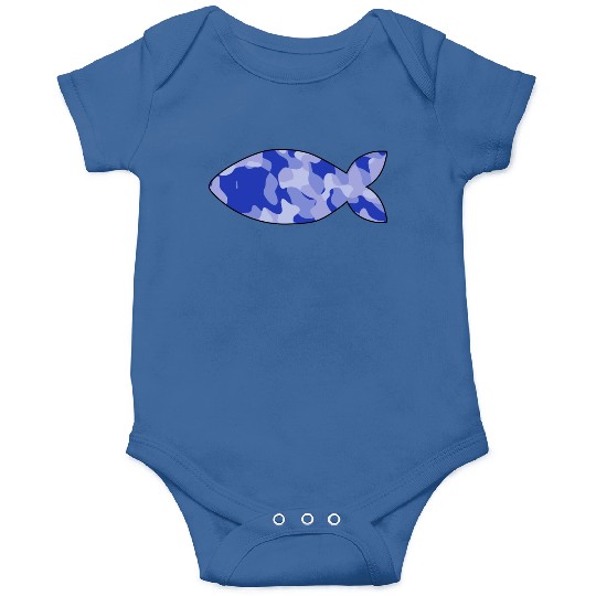 Fish blue camo Onesies