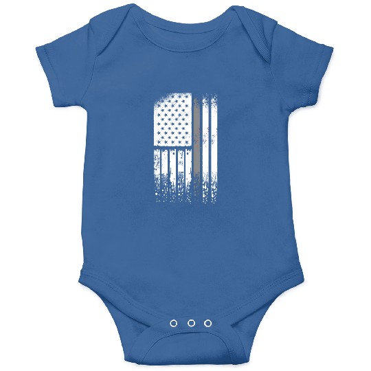 Correctional Officer - Us Flag Thin Silver Line Onesies