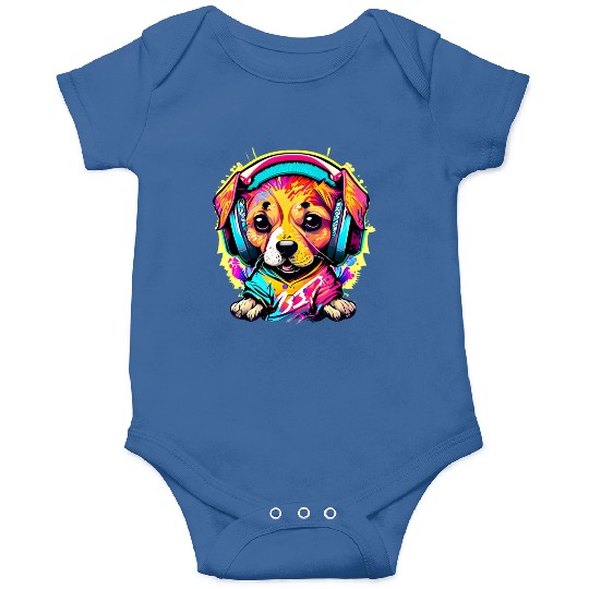 Pawsome Beats: Colorful Graffiti Puppy Party Onesies