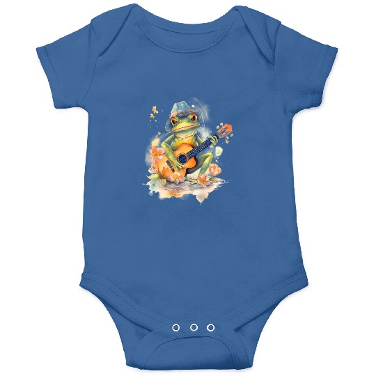 Cottagecore Aesthetic Frog Playing Banjo Guitar Onesies