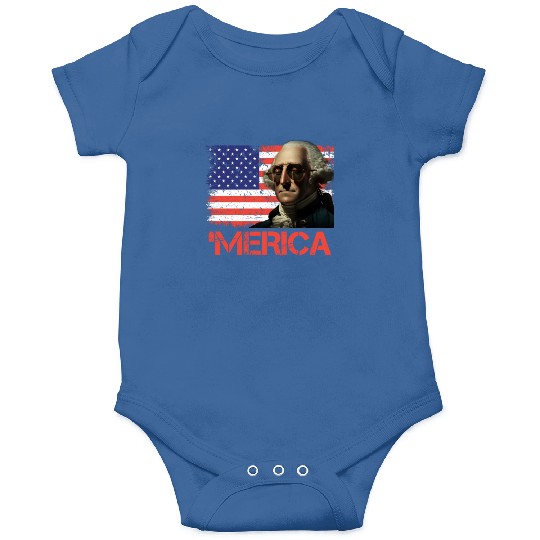 Merica George Washington Independence Day USA Onesies