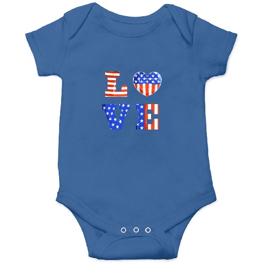 LOVE America Independence Day USA Patriots Onesies