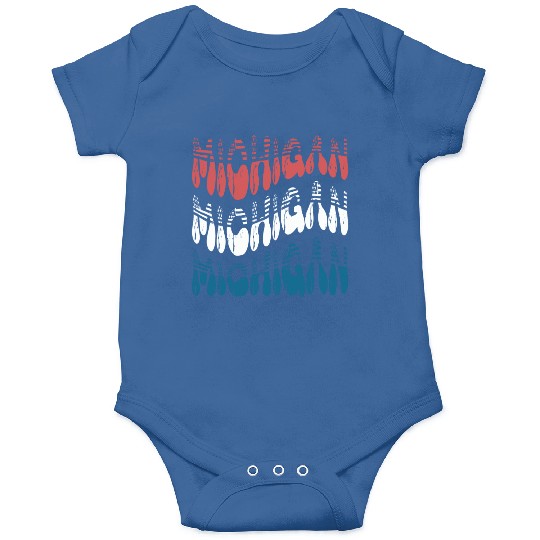 Michigan Red White Blue Cute Groovy Onesies