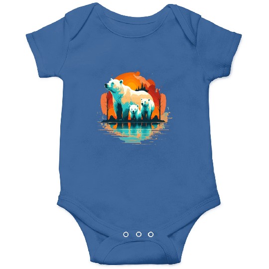Polar Bear with cubs, Snow Spectrum Onesies