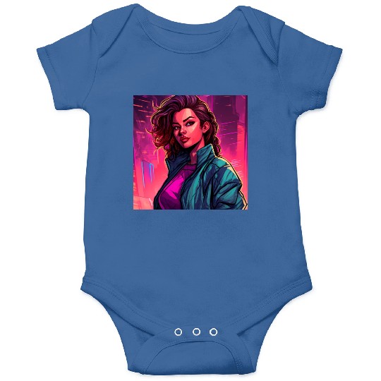 Synthwave City Bloom - Neon Pink Cityscape Onesies
