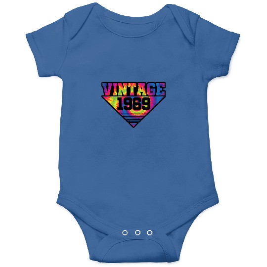 Vintage 1969 Tie Dye Splash Color Triangle Onesies