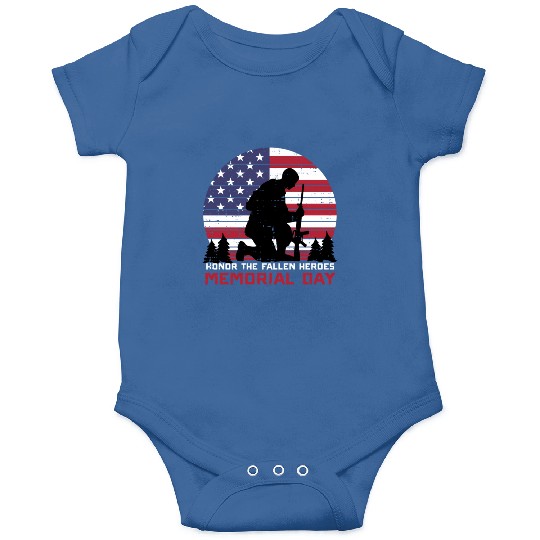 Honor The Fallen Heroes Memorial Day Us Flag Onesies