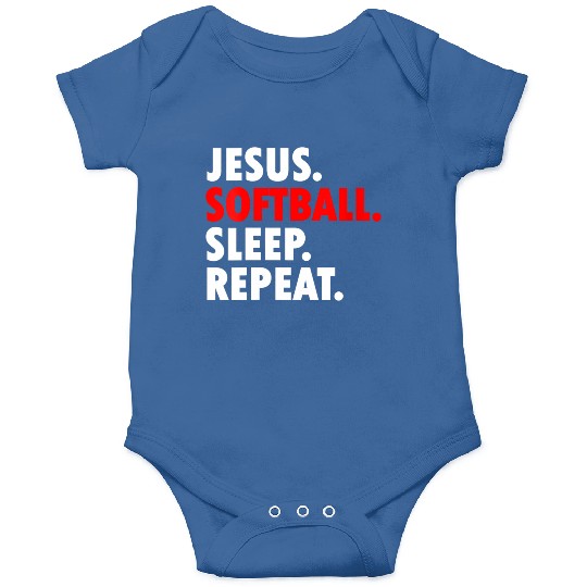 Jesus Softball Sleep Repeat - Novelty Hobby Onesies