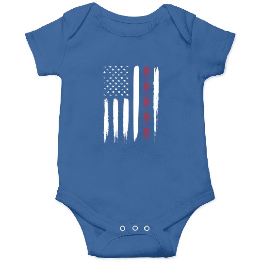 Cicada Line In Distressed Us Flag For Cicada Onesies