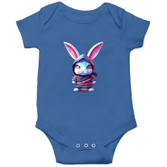 Fierce Elegance: Pastel Rabbit Ninja Unleashed Onesies