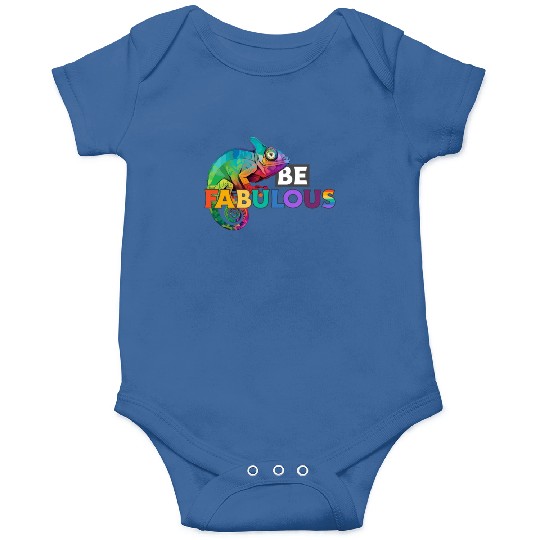 Be fabulous! with rainbow colored chameleon Onesies