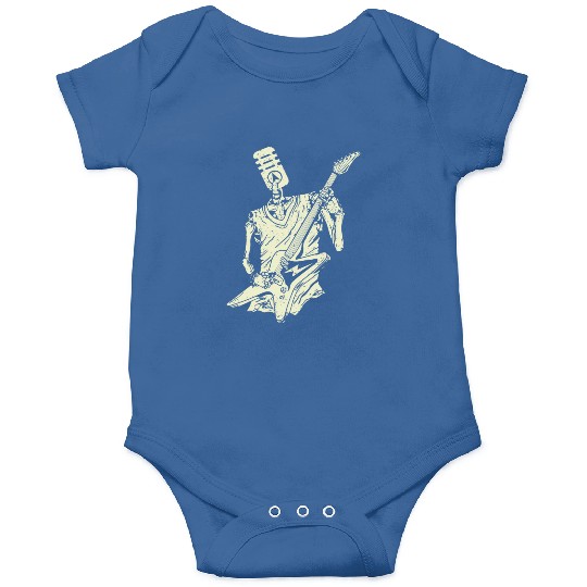 Funny Microphone Skeleton Playing Electric Guitar Onesies