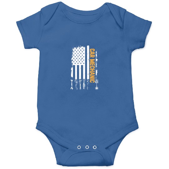 Car Mechanic US Flag Auto Mechanic Onesies