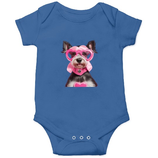 Schnauzer wearing Pink & Silver Heart Onesies