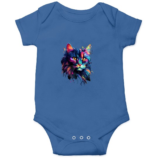 Cat Face MaineCoon Cat In Color Onesies