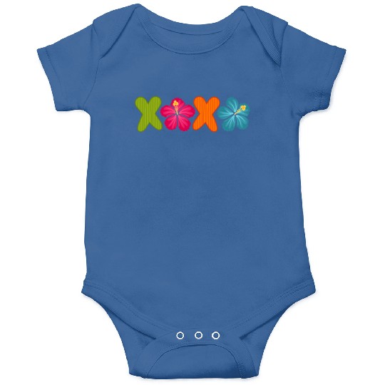 Xoxo Kiss Hibiscus Flowers Text Onesies