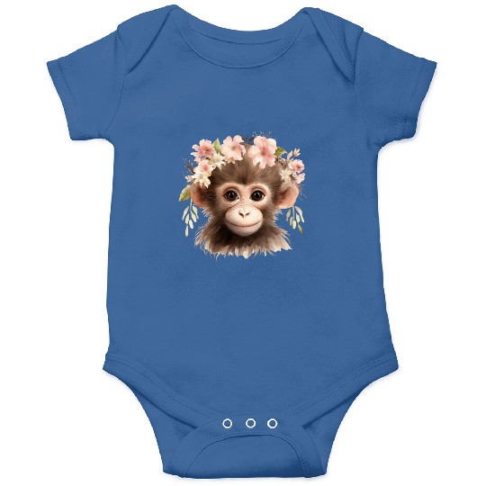 Monkey Chimpanzee Jungle Animal Boho Floral Ape Onesies