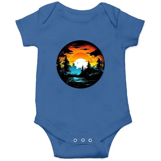 Riverside Twilight in the Forest Onesies