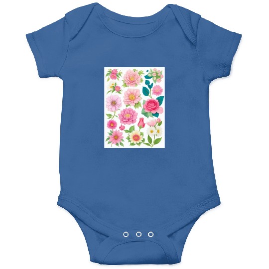 Blooming Crimson and coral Spring Flowers Onesies