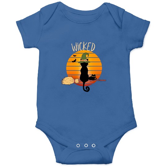 Wicked Cat Witch Funny Halloween Witch Onesies