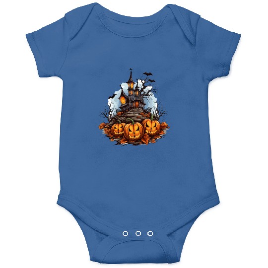 Halloween Pumpkin Bat Spell Haunted House Onesies