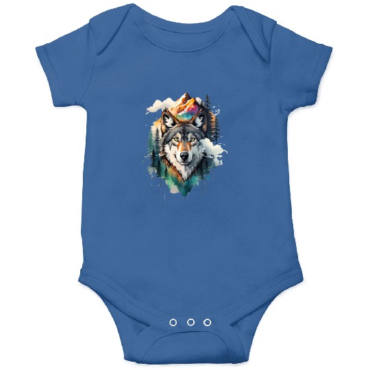 Majestic Mountain Wolf Nature Inspired Artwork Onesies