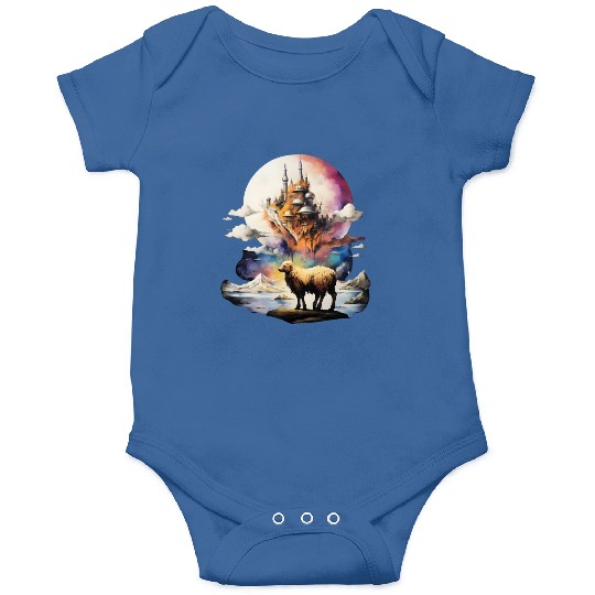 Retro Celestial Moon Sheep Adventure Onesies