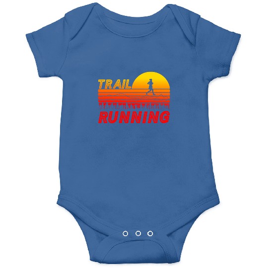 Trail running in orange sunset with mountains Onesies