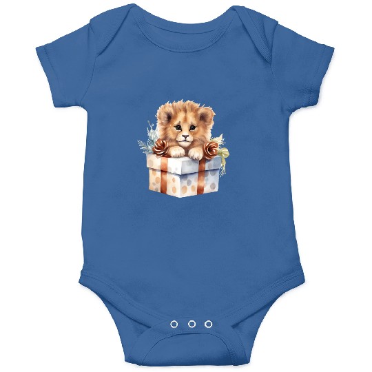 African Lion inside a Christmas gift box Onesies